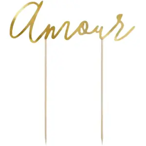 Décoration Gâteau "Amour", or, 22.5cm pas cher