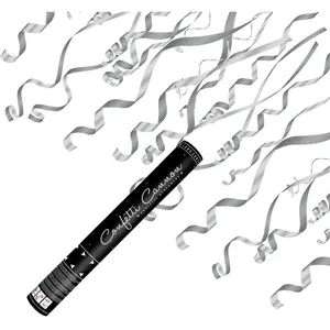 PartyDeco Canon à confettis serpentin métal argent 40cm - NO NAME - Adulte - Mixte pas cher