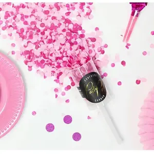 Comparateur de prix : RueDeLaFete Canon à confettis Push Pop - mix rose clair et foncé