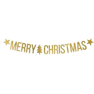 Party-Decoration Guirlande Merry Christmas dorée 150 x 10,5 cm - Or pas cher