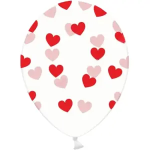 Lot de 50 ballons transparents motifs coeurs rouges et rose pas cher