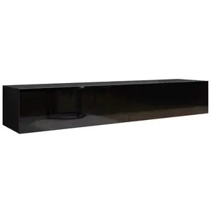 Mirjan24 Meuble TV Charlotte A122, Noir + Noir brillant, Le nombre de portes: 0, Nombre de tiroirs: 0, 180x30x40cm pas cher
