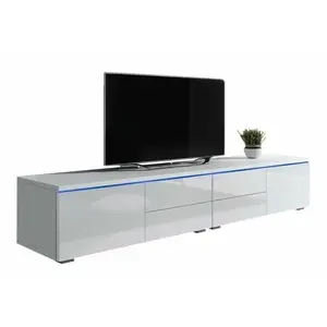 MIRJAN24 Meuble tv Nashville 129, Blanc + Blanc brillant, Le nombre de... pas cher