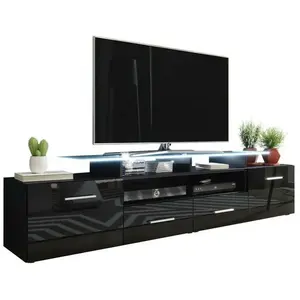 MIRJAN24 Meuble TV Charlotte 117, Noir + Noir brillant, Le nombre de p... pas cher