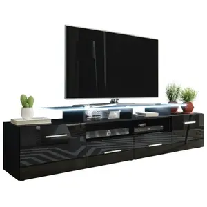 MIRJAN24 Meuble tv Charlotte 117, Noir + Noir brillant, Le nombre de portes: 0,... pas cher