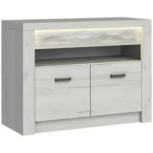MIRJAN24 Meuble TV avec éclairage LED CHALAPATA 1 chêne kraft blanc pas cher