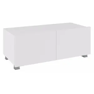 MIRJAN24 Meuble TV Providence B104, Blanc + Blanc brillant, Le nombre ... pas cher