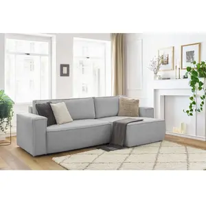 Canapé d'angle réversible convertible coffre NIHAD velours côtelé Bobochic pas cher