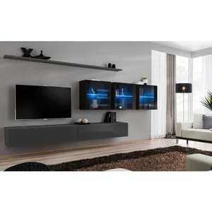 Comparateur de prix : Meuble TV Mural Design "Switch XVII" 340cm Gris & Noir