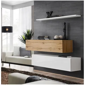 AC-DÉCO Commode - Switch Sb Ii - 2 Bancs Tv - 1 Étagère - Bois Et Blanc - Modèle 1 pas cher