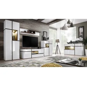 Comparateur de prix : Ensemble mural meuble TV - AC-DÉCO - Cross - Blanc mat - Contemporain - Design