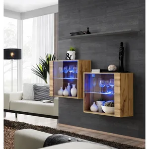 Commode Switch SB III - AC-DÉCO - 2 vitrines LED - 1 étagère - Bois et...Vendu parcdiscount