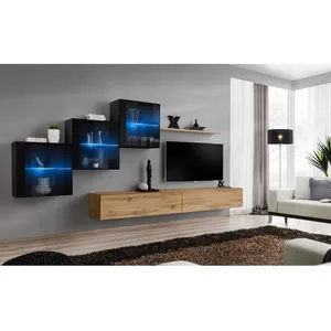 Comparateur de prix : Assmann Electronic Meuble TV Mural Design "Switch XX" 330cm Naturel & Noir