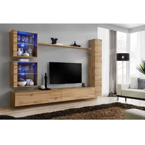 AC-DÉCO Meuble TV Mural Design "Switch XVIII" 280cm Naturel pas cher