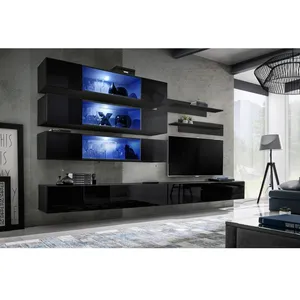 Comparateur de prix : Paris Prix Meuble TV Mural Design "Fly XI" 320cm Noir