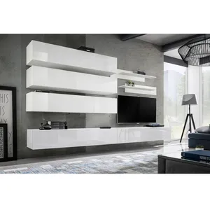 Comparateur de prix : AC-DÉCO Ensemble mural - FLY J - 3 rangements - 2 meubles TV - 2 étagères - Blanc