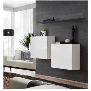 Comparateur de prix : Paris Prix Lot de 2 Blocs & Etagère Switch SBI 130cm Blanc & Gris