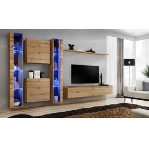 Comparateur de prix : Meuble TV Mural Design "Switch XVI" 330cm Naturel
