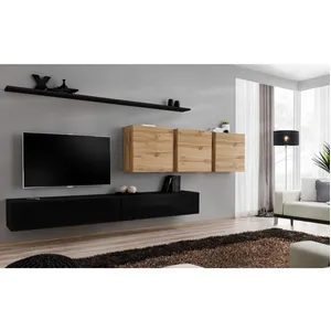 Comparateur de prix : Meuble TV Mural Design "Switch VII" 340cm Noir & Naturel