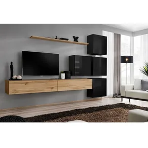Comparateur de prix : Meuble TV Mural Design "Switch IX" 310cm Naturel & Noir