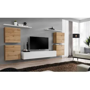 Comparateur de prix : Ensemble mural - AC-DÉCO - Switch IV - Blanc - Bois - 2 portes - 3 compartiments