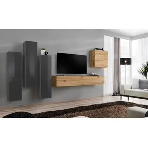 Comparateur de prix : Meuble TV Mural Design "Switch III" 330cm Gris & Naturel