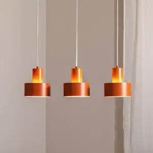 SIGMA Suspension Rif 3, rouge brique, à 3 lampes, linéaire, acier pas cher