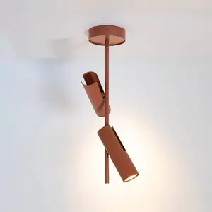 SIGMA Spot pour plafond Leda 2, rouge brique, à 2 lampes, hauteur 55 c... pas cher