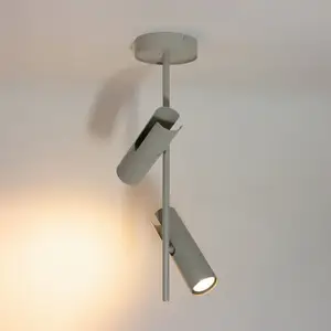 SIGMA Spot pour plafond Leda 2, taupe, à 2 lampes, acier, GU10, hauteu... pas cher