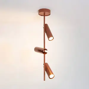 SIGMA Spot pour plafond Leda 3, rouge brique, à 3 lampes, acier, haute... pas cher