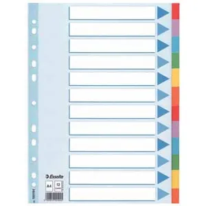 Comparateur de prix : Esselte Intercalaires en carton, uni, A4, 12 touches
