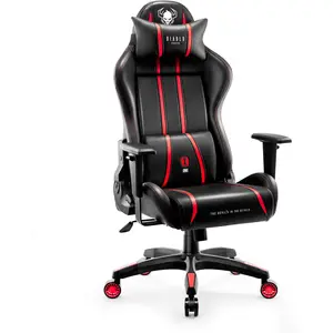 Comparateur de prix : Diablo X-One 2.0 Chaise Gaming Fauteuil de Gamer de Bureau Accoudoirs 1D Skaï Oreiller Cousin Lombaire (Noir-Rouge, XL)