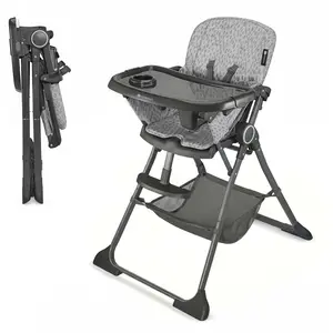 Kinderkraft Highchair Foldee - Chaise De Salle À Manger Pliable Gris pas cher