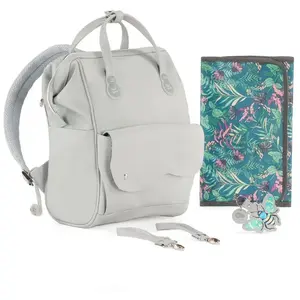 Kinderkraft Sac à langer dos TREASUREPACK gris/nature vibes