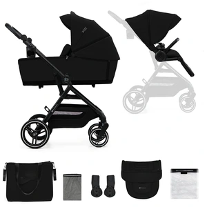 Comparateur de prix : Kinderkraft Poussette duo combinée 2en1 YOXI pure black