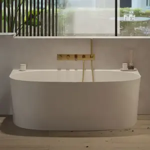 OMNIRES VALENCIA Baignoire semi-îlot, avec tablier, VALENCIAWPBP, pas cher