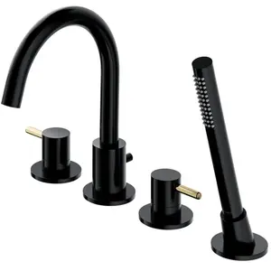 OMNIRES Mélangeur de bain 4 trous en Y Couleur: noir/or