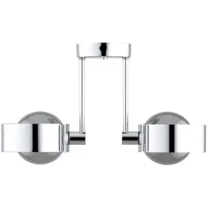 Argon Plafonnier Mado, acier chromé, verre fumé, à 2 lampesVendu parluminaire
