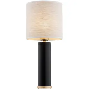 Argon Lampe à poser Romina abat-jour en lin, pied noir pas cher