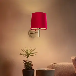 Argon Applique Polo, abat-jour tissu, laiton/roseVendu parluminaire