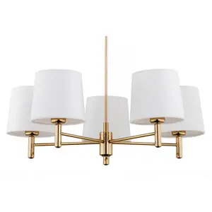 Argon Suspension Polo Plus à cinq lampes blanche/laitonVendu parluminaire