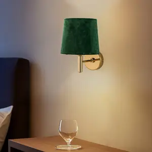 Argon Applique Polo Plus abat-jour tissu laiton/verte pas cher