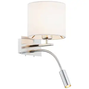 Argon Applique murale Bilo, blanc/chrome, textile, 2 lampes, lampe de lectureVendu parluminaire