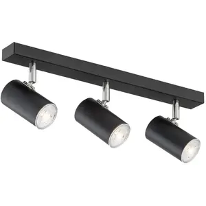 Argon Spot pour plafond Noah, noir/chrome, acier, à 3 lampes pas cher