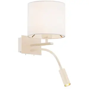 Argon Applique murale Bilo, beige, textile, à 2 lampes, lampe de lectu... pas cher