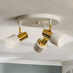 Argon Plafonnier à spots Destin à 3 lampes, blanc/laiton pas cher