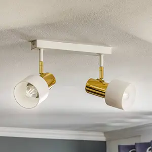 Argon Plafonnier à spots Destin à 2 lampes, blanc/laitonVendu parluminaire