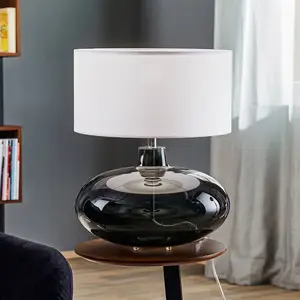Argon Lampe à poser Skien abat-jour blanc pied gris fumé pas cher
