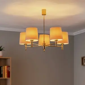 Argon Lustre Polo, 5 lampes, beige/laiton foncéVendu parluminaire