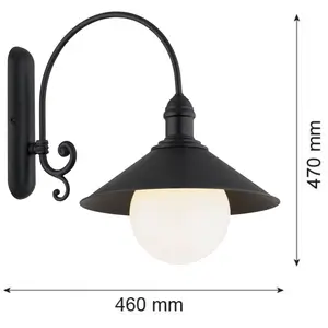 Argon Applique d'extérieur Enduro, noir, acier, verre, IP44, E27Vendu parluminaire
